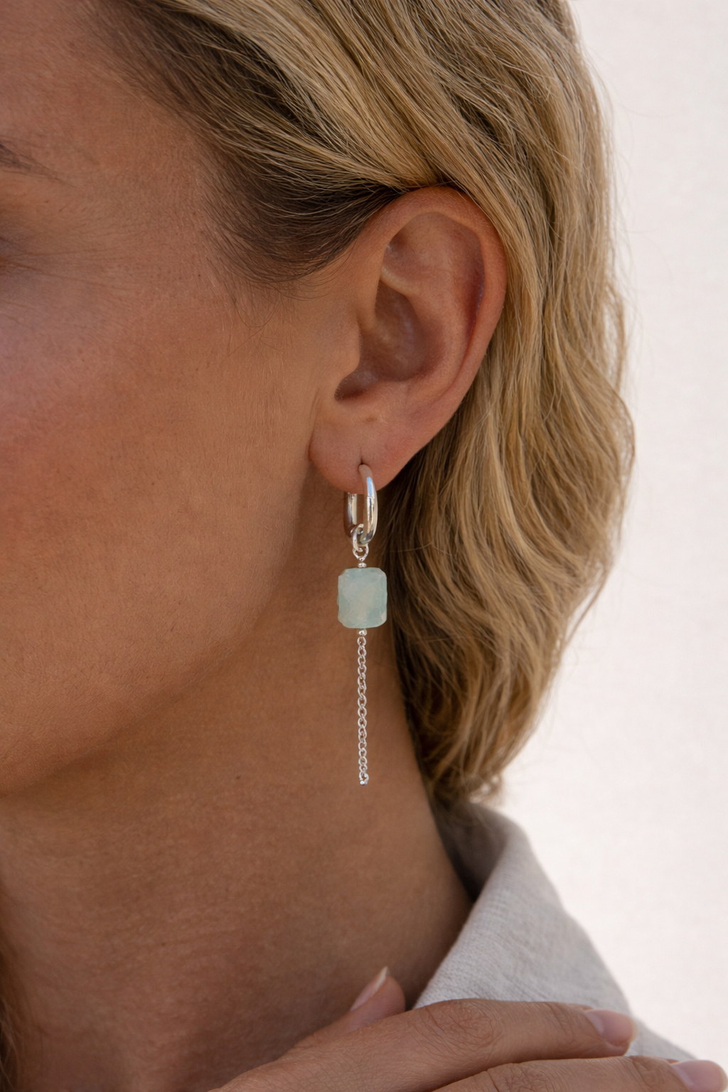 עגילי בלו מרין כסף