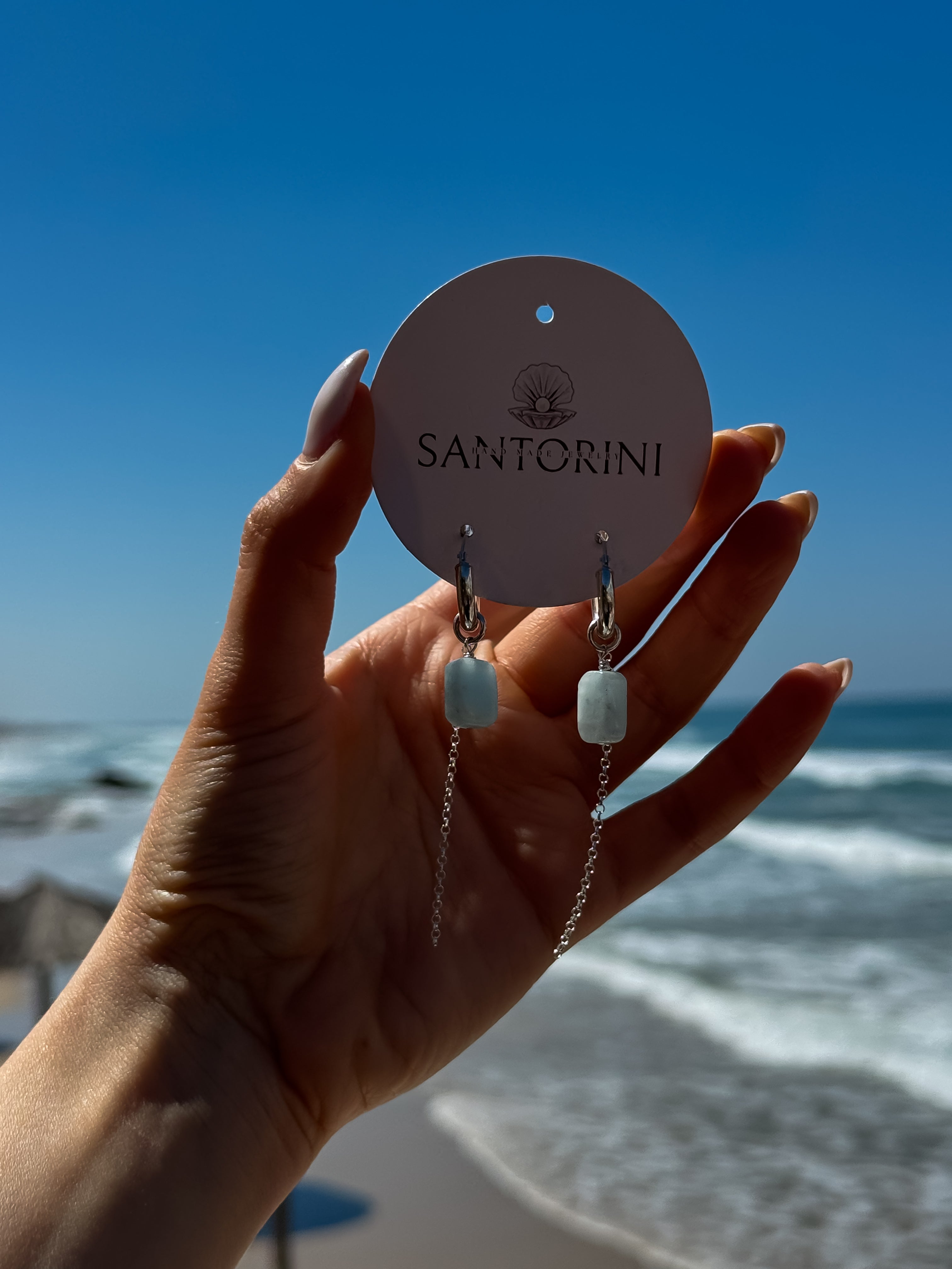 עגילי בלו מרין כסף