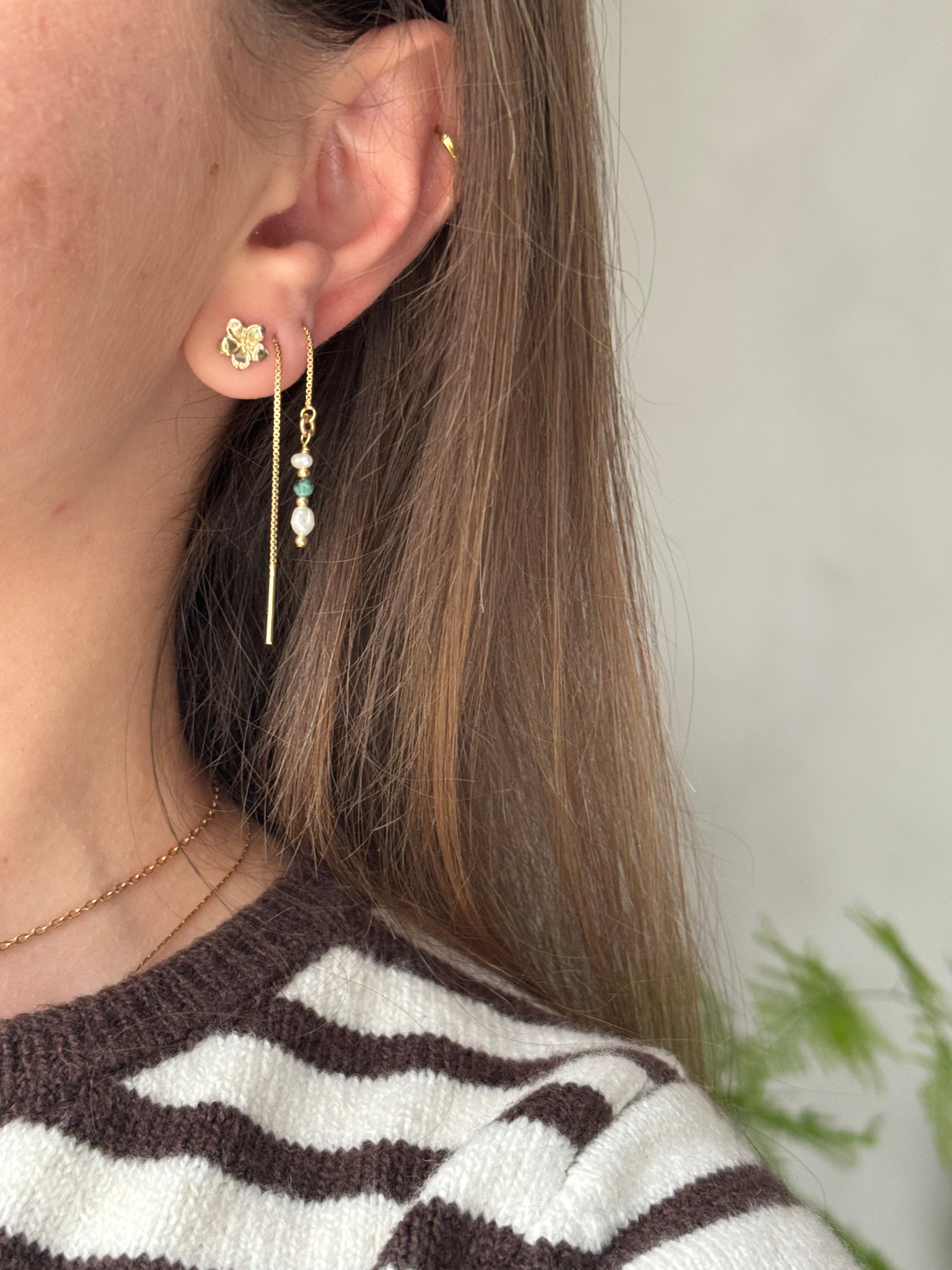 עגילי פרח קטן זהב