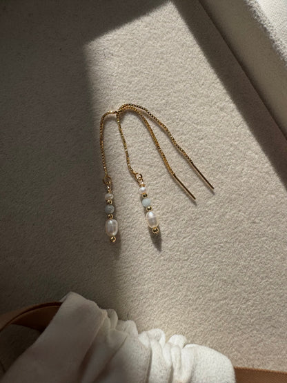 עגילי לני אקוומרין