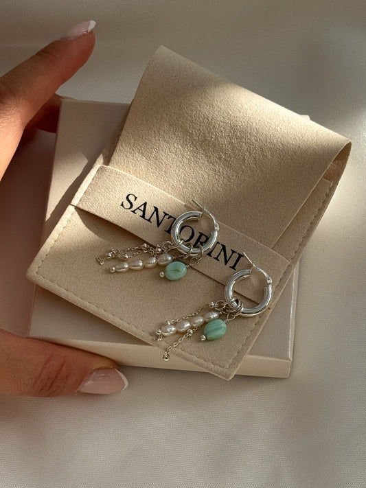 עגילי חישוק טוויסט אבן אופאל